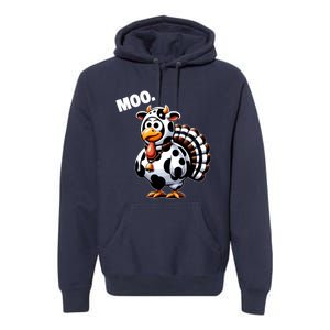 Turkey Moo Funny Thanksgiving Premium Hoodie