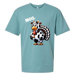 Turkey Moo Funny Thanksgiving Sueded Cloud Jersey T-Shirt