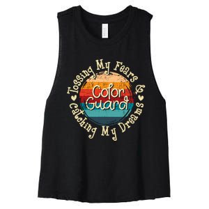 Tossing My Fears & Catching My Dreams Flag Colorguard Women's Racerback Cropped Tank