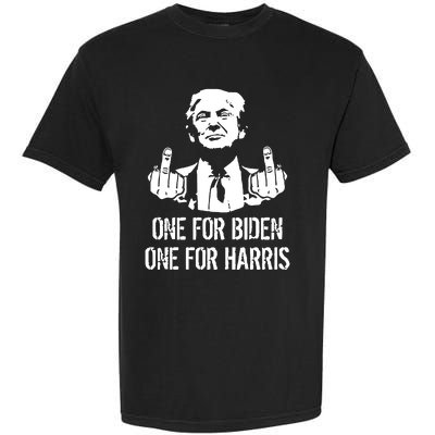 Trump Middle Finger One For Biden One For Harris Garment-Dyed Heavyweight T-Shirt