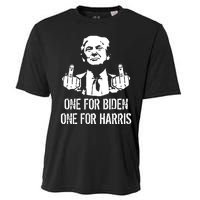 Trump Middle Finger One For Biden One For Harris Cooling Performance Crew T-Shirt