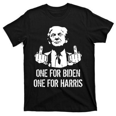 Trump Middle Finger One For Biden One For Harris T-Shirt