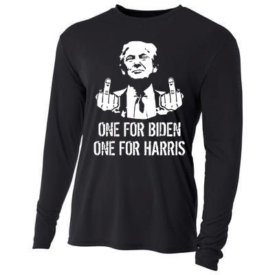 Trump Middle Finger One For Biden One For Harris Cooling Performance Long Sleeve Crew