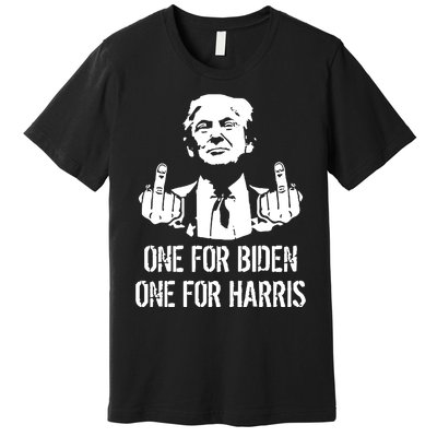 Trump Middle Finger One For Biden One For Harris Premium T-Shirt