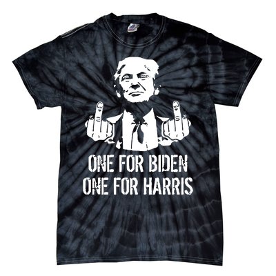 Trump Middle Finger One For Biden One For Harris Tie-Dye T-Shirt