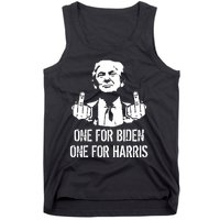 Trump Middle Finger One For Biden One For Harris Tank Top