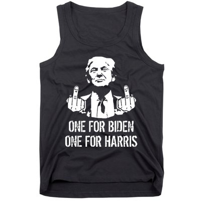 Trump Middle Finger One For Biden One For Harris Tank Top