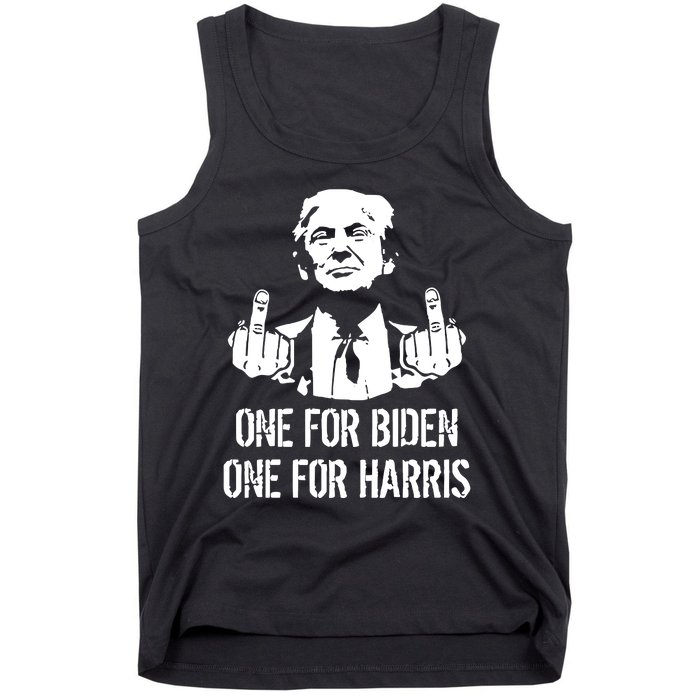 Trump Middle Finger One For Biden One For Harris Tank Top