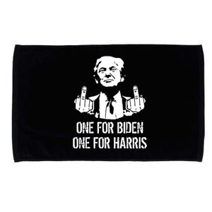 Trump Middle Finger One For Biden One For Harris Microfiber Hand Towel