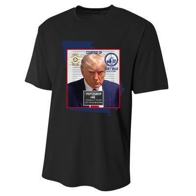 Trump Mugshot Fulton County GA Georgia Sheriff Performance Sprint T-Shirt