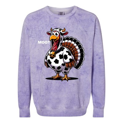 Turkey Moo Funny Thanksgiving Colorblast Crewneck Sweatshirt