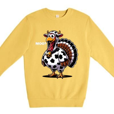 Turkey Moo Funny Thanksgiving Premium Crewneck Sweatshirt