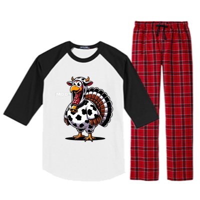 Turkey Moo Funny Thanksgiving Raglan Sleeve Pajama Set