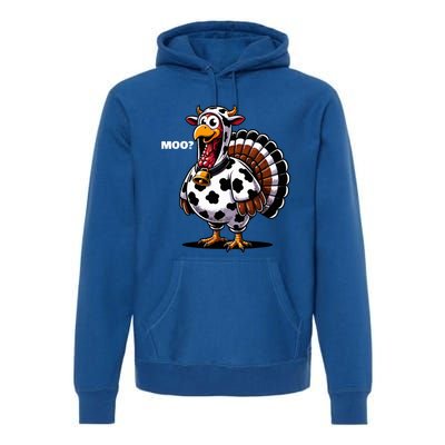 Turkey Moo Funny Thanksgiving Premium Hoodie