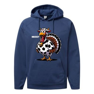 Turkey Moo Funny Thanksgiving Performance Fleece Hoodie