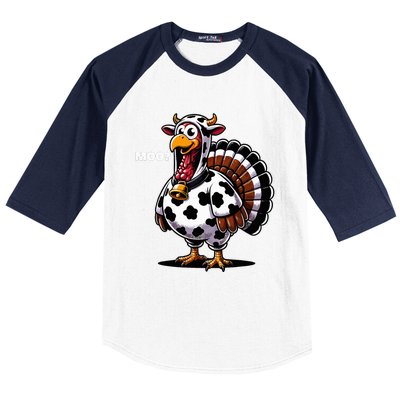 Turkey Moo Funny Thanksgiving Baseball Sleeve Shirt