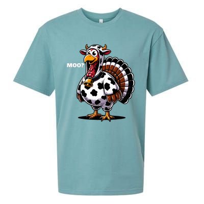 Turkey Moo Funny Thanksgiving Sueded Cloud Jersey T-Shirt