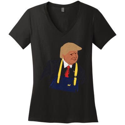 Trump Making Fries 2024 Women's V-Neck T-Shirt