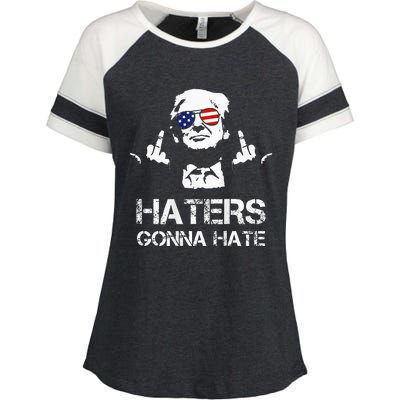 Trump Middle Finger Haters Gonna Hate Donald Trump Enza Ladies Jersey Colorblock Tee