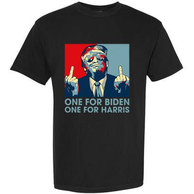 Trump Middle Finger Biden Harris Republican American Flag Garment-Dyed Heavyweight T-Shirt