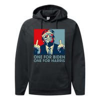 Trump Middle Finger Biden Harris Republican American Flag Performance Fleece Hoodie