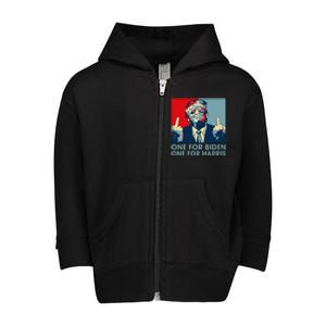 Trump Middle Finger Biden Harris Republican American Flag Toddler Zip Fleece Hoodie