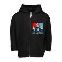 Trump Middle Finger Biden Harris Republican American Flag Toddler Zip Fleece Hoodie