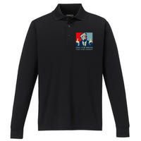 Trump Middle Finger Biden Harris Republican American Flag Performance Long Sleeve Polo