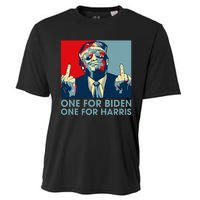 Trump Middle Finger Biden Harris Republican American Flag Cooling Performance Crew T-Shirt