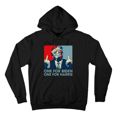 Trump Middle Finger Biden Harris Republican American Flag Hoodie