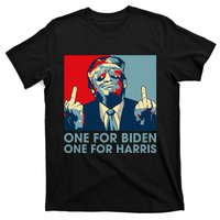 Trump Middle Finger Biden Harris Republican American Flag T-Shirt