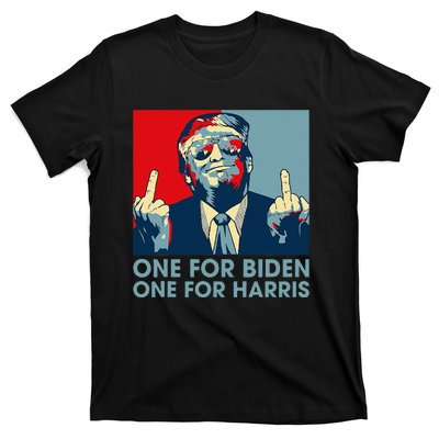 Trump Middle Finger Biden Harris Republican American Flag T-Shirt