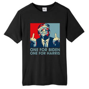 Trump Middle Finger Biden Harris Republican American Flag Tall Fusion ChromaSoft Performance T-Shirt