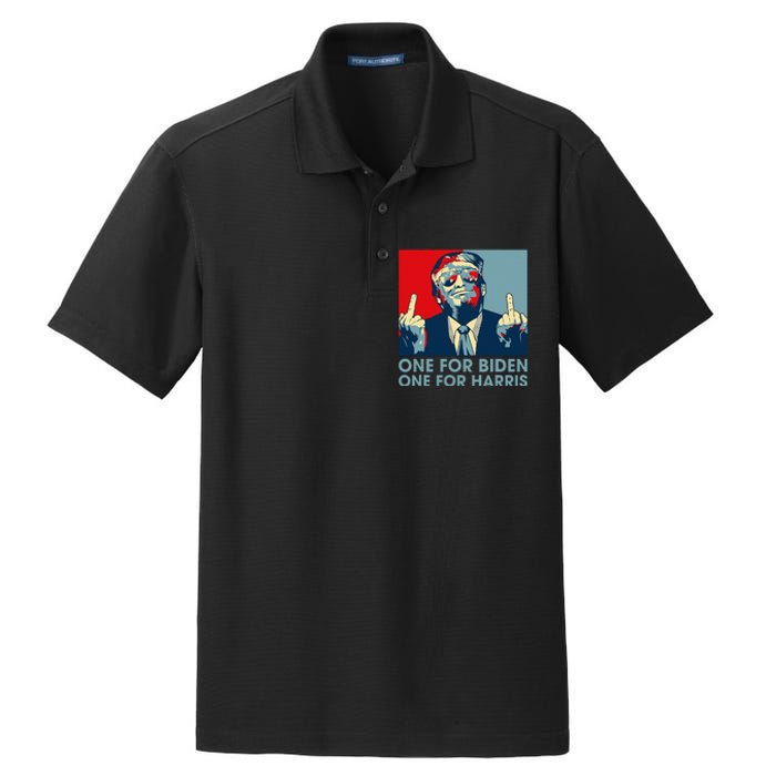 Trump Middle Finger Biden Harris Republican American Flag Dry Zone Grid Polo