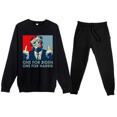 Trump Middle Finger Biden Harris Republican American Flag Premium Crewneck Sweatsuit Set