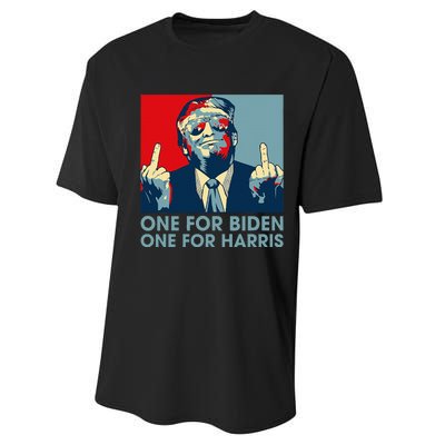 Trump Middle Finger Biden Harris Republican American Flag Performance Sprint T-Shirt