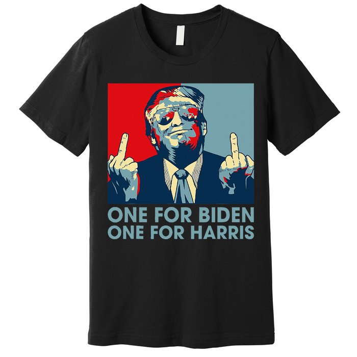 Trump Middle Finger Biden Harris Republican American Flag Premium T-Shirt