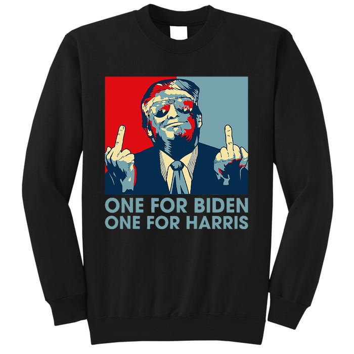 Trump Middle Finger Biden Harris Republican American Flag Tall Sweatshirt