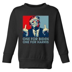 Trump Middle Finger Biden Harris Republican American Flag Toddler Sweatshirt