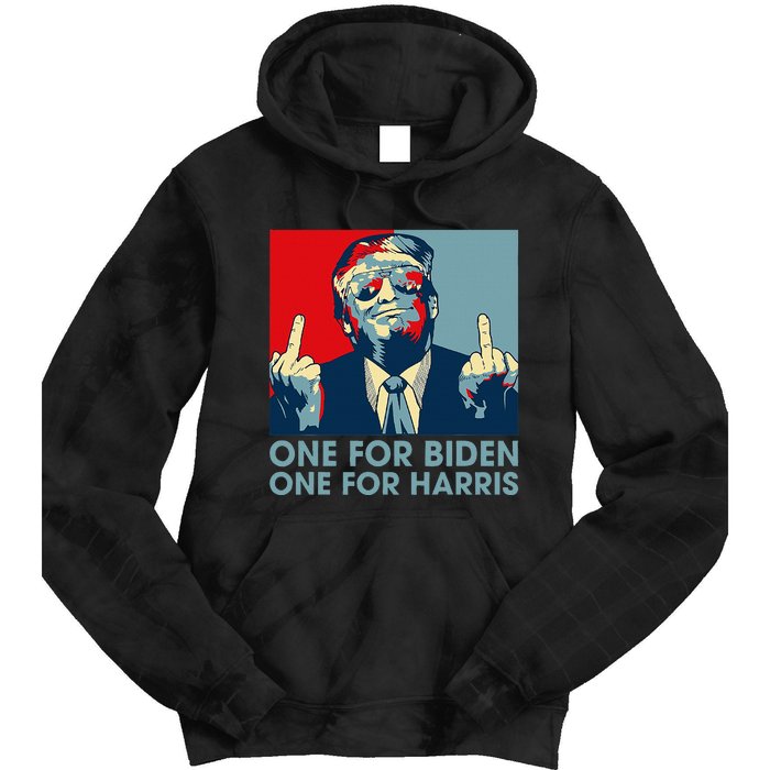 Trump Middle Finger Biden Harris Republican American Flag Tie Dye Hoodie