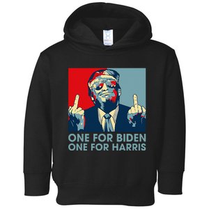 Trump Middle Finger Biden Harris Republican American Flag Toddler Hoodie