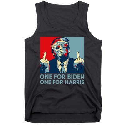 Trump Middle Finger Biden Harris Republican American Flag Tank Top