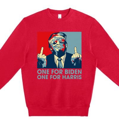 Trump Middle Finger Biden Harris Republican American Flag Premium Crewneck Sweatshirt