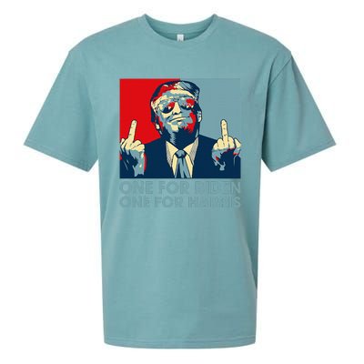 Trump Middle Finger Biden Harris Republican American Flag Sueded Cloud Jersey T-Shirt