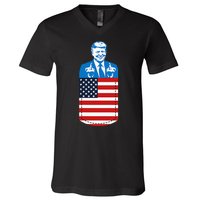 Trump Middle Finger Pocket 2020 Election Usa Republican Gift V-Neck T-Shirt