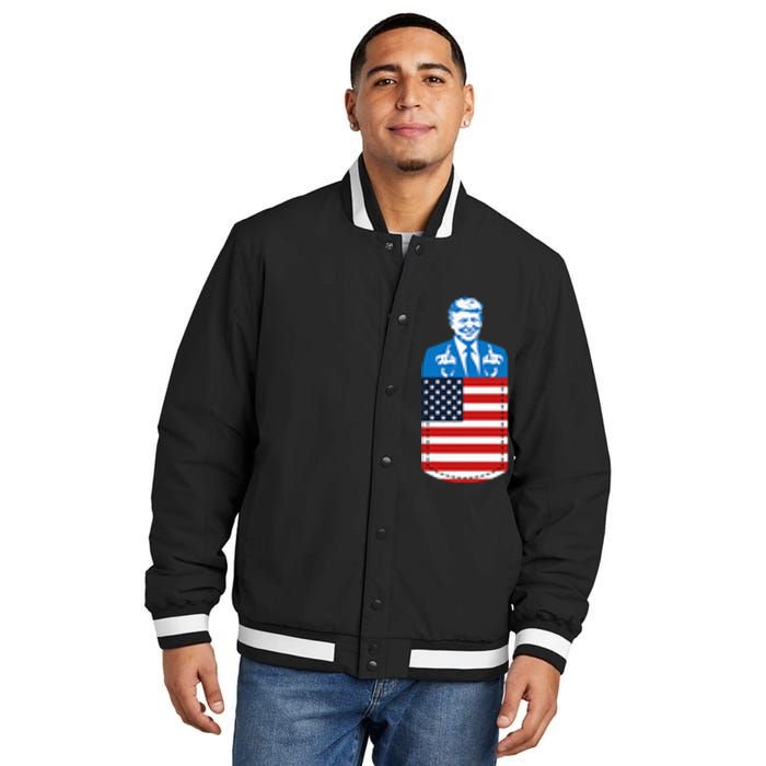 Trump Middle Finger Pocket 2020 Election Usa Republican Gift Insulated Varsity Jacket