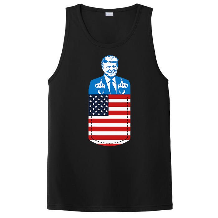 Trump Middle Finger Pocket 2020 Election Usa Republican Gift PosiCharge Competitor Tank