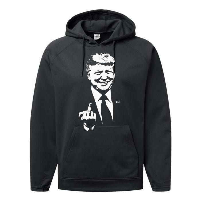 Trump Middle Finger Trump Fu 2024 Trump For President Performance Fleece Hoodie