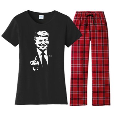 Trump Middle Finger Trump Fu 2024 Trump For President Women's Flannel Pajama Set