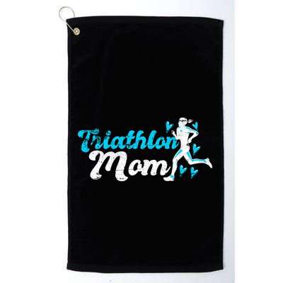 Triathlon Mom For Triathletes Mother Grunge Gift Golf Towel
